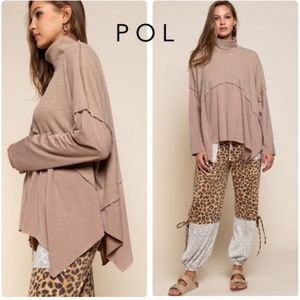 POL Mocha Long Sleeve Top - sizes Small - NEW